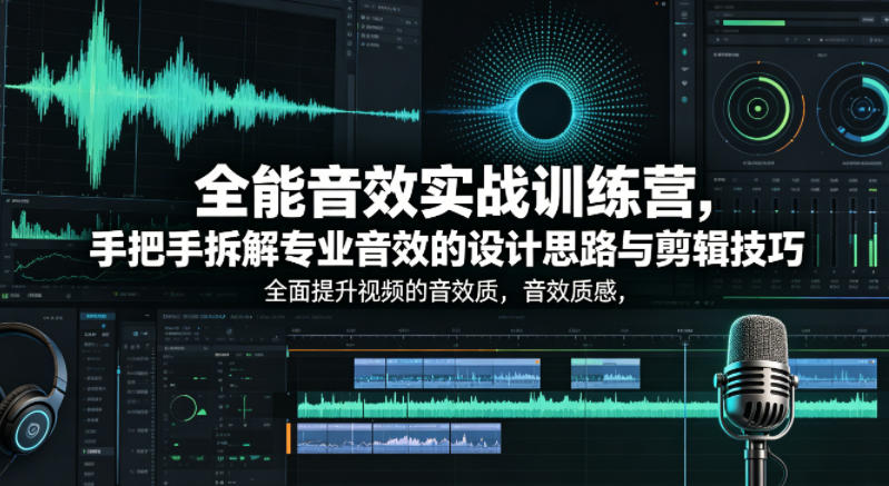 全能音效实战训练营，手把手拆解专业音效的设计思路与剪辑技巧，全面提升视频的音效质感-克用笔记