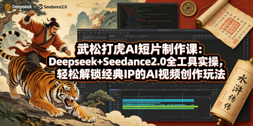 武松打虎AI短片制作课：Deepseek+Seedance2.0全工具实操，轻松解锁经典IP的AI视频创作玩法-克用笔记
