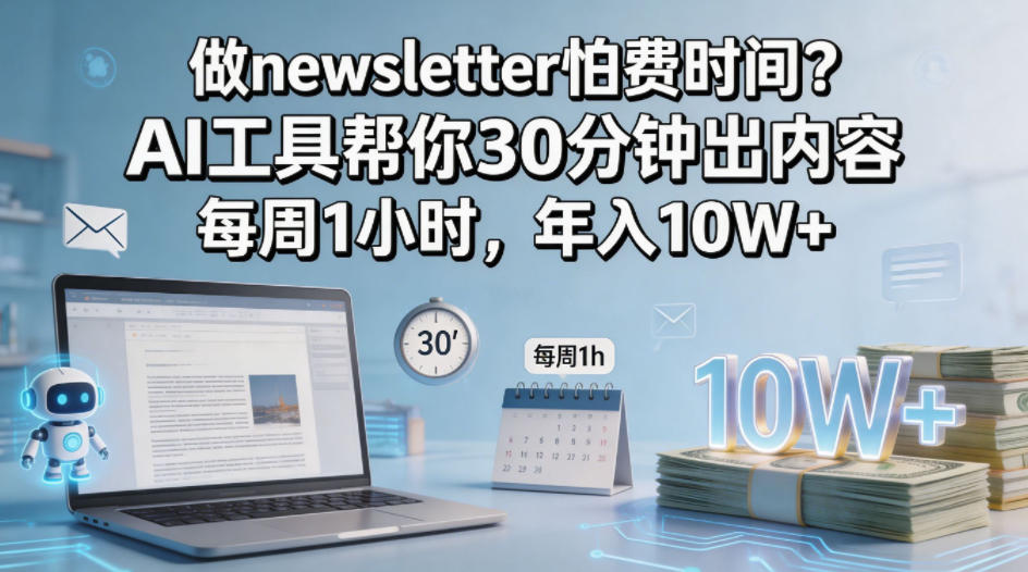 做newsletter怕费时间？AI工具帮你30分钟出内容，每周1小时，年入10W+！【原创双语字幕】-克用笔记